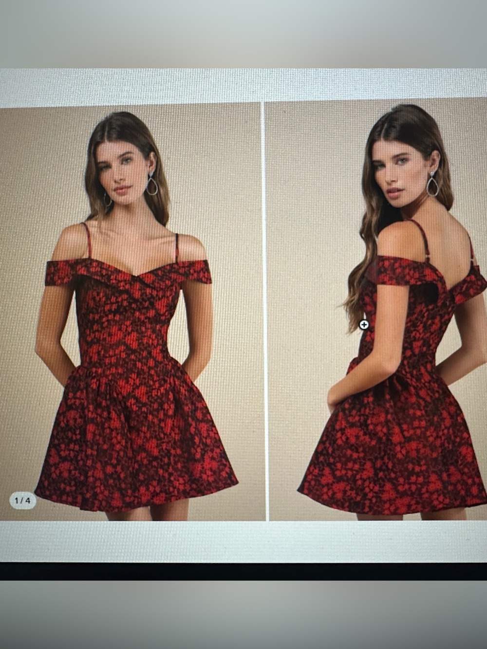 Lulu’s Red Floral Off-Shoulder Fit & Flare Kids Dress
